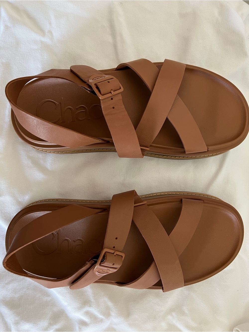 Chaco Townes Midform sandals, tan/brown strappy sandal, platform sandal - Picture 6 of 11